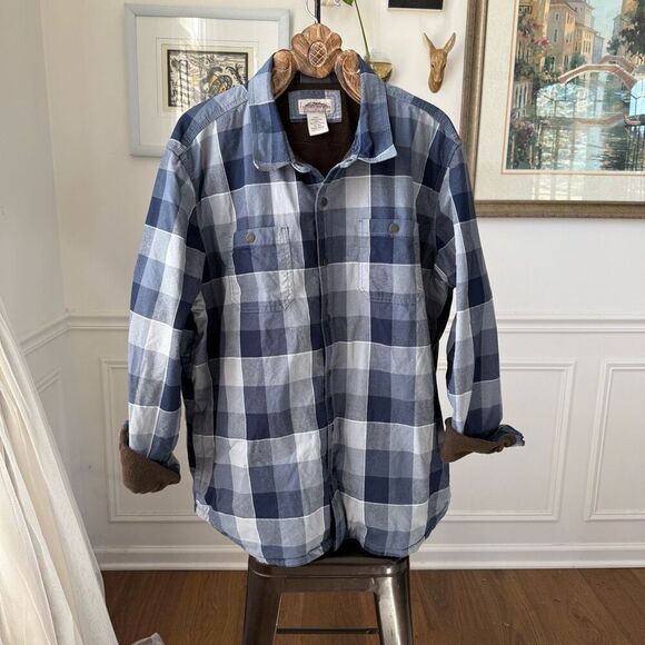 L.L. Bean Katahdin Performance Canvas Plaid  Shirt Jacket Hi-Pile Fleece Lined S - Picture 1 of 7